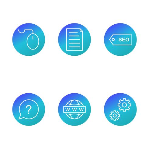 Ensemble d&#39;icônes d&#39;optimisation de moteur de recherche vecteur référencement