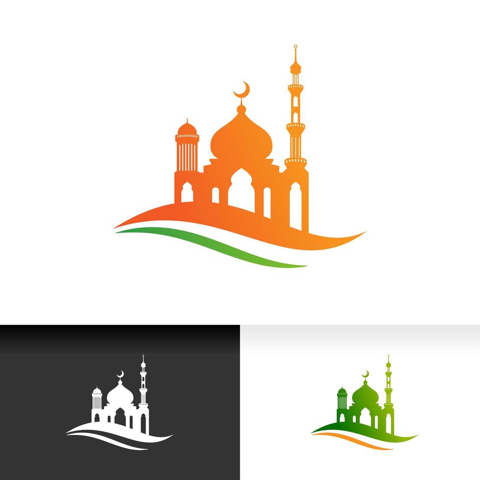 Mosquée silhouette icône silhouette logo modèle de conception d'illustration vectorielle vecteur