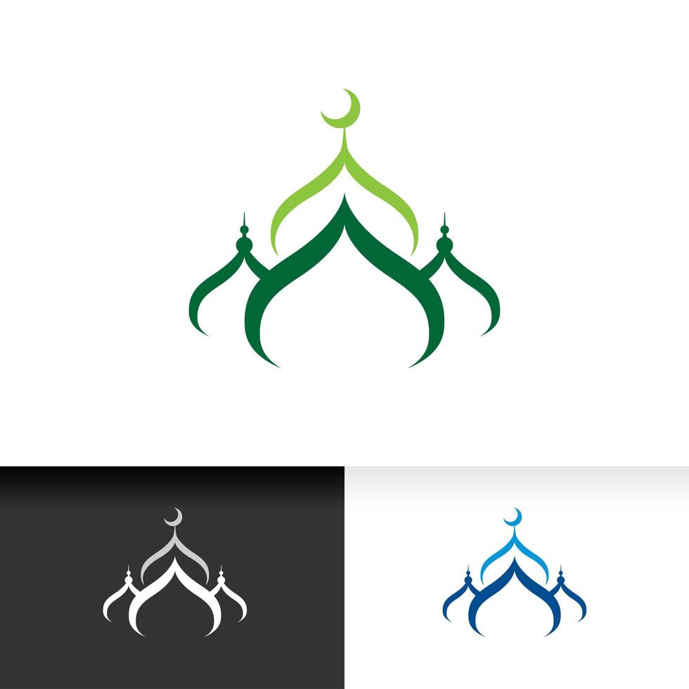 Dôme créatif mosquée icône silhouette logo modèle de conception d'illustration vectorielle vecteur