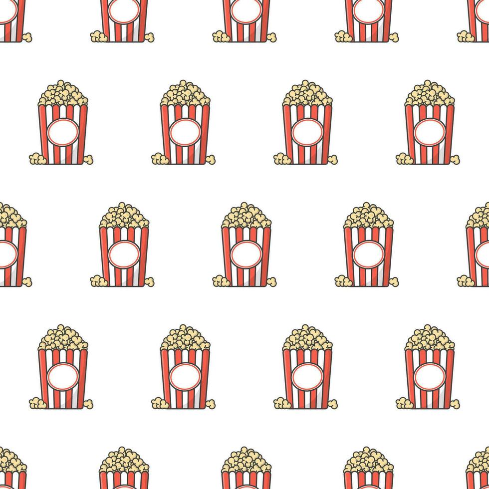 pop corn sans couture modèle sur une blanc Contexte. pop corn seau des boites thème vecteur illustration