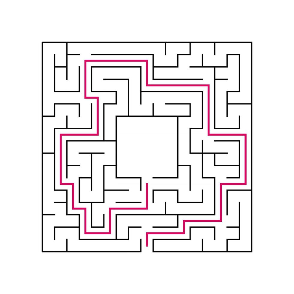 labyrinthe complexe abstrait. trait noir sur fond blanc. un jeu de puzzle intéressant pour les enfants. illustration vectorielle. avec le bon chemin. vecteur