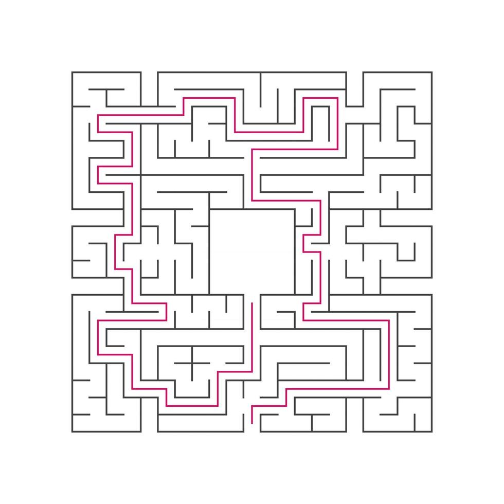 labyrinthe complexe abstrait. trait noir sur fond blanc. un jeu de puzzle intéressant pour les enfants. illustration vectorielle. avec le bon chemin. vecteur