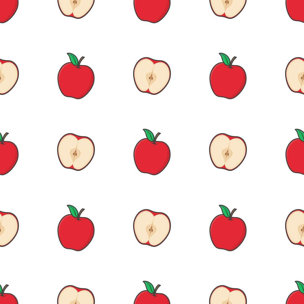 Pomme sans couture modèle sur une blanc Contexte. Pomme fruit vecteur illustration