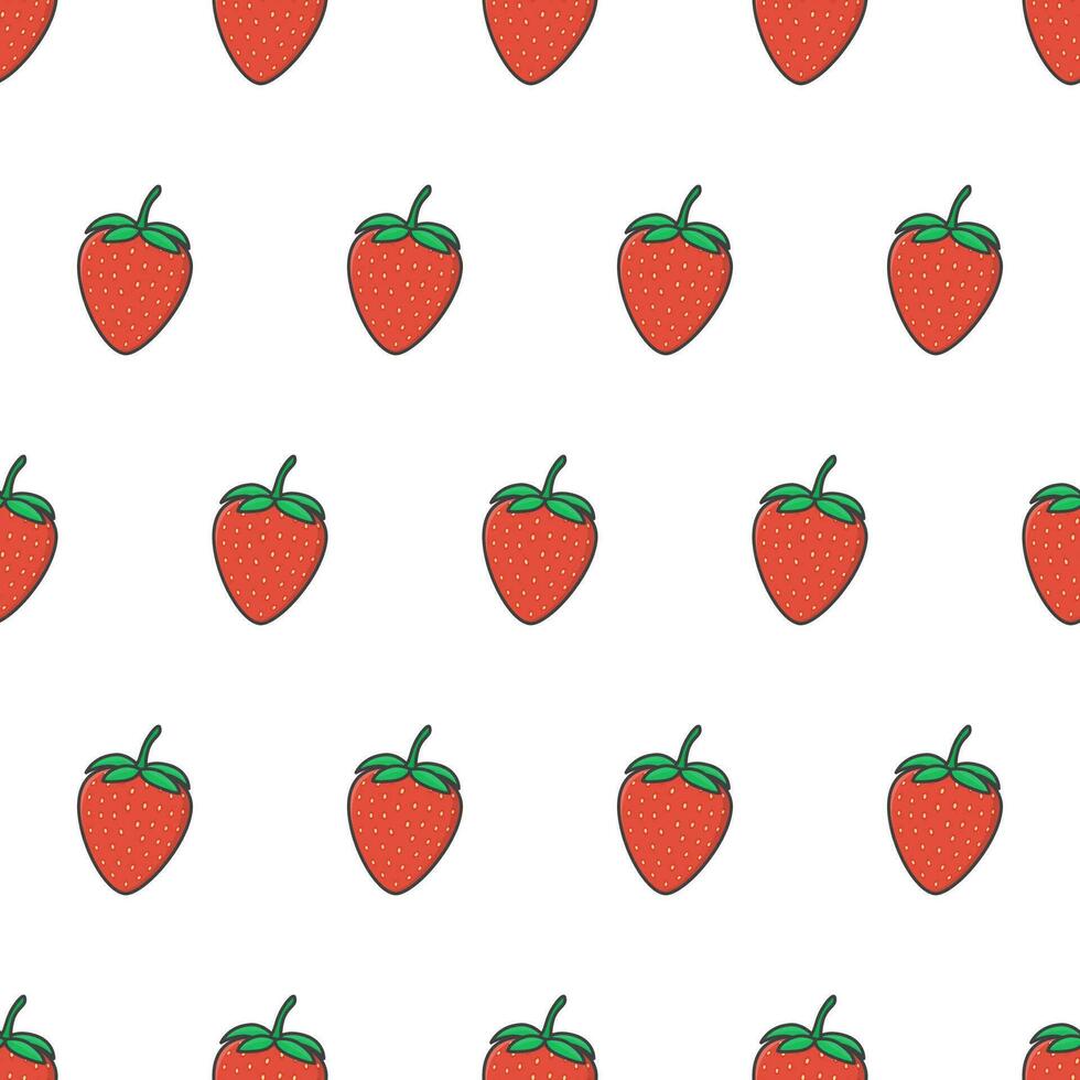 Frais fraise sans couture modèle sur une blanc Contexte. des fraises vecteur illustration