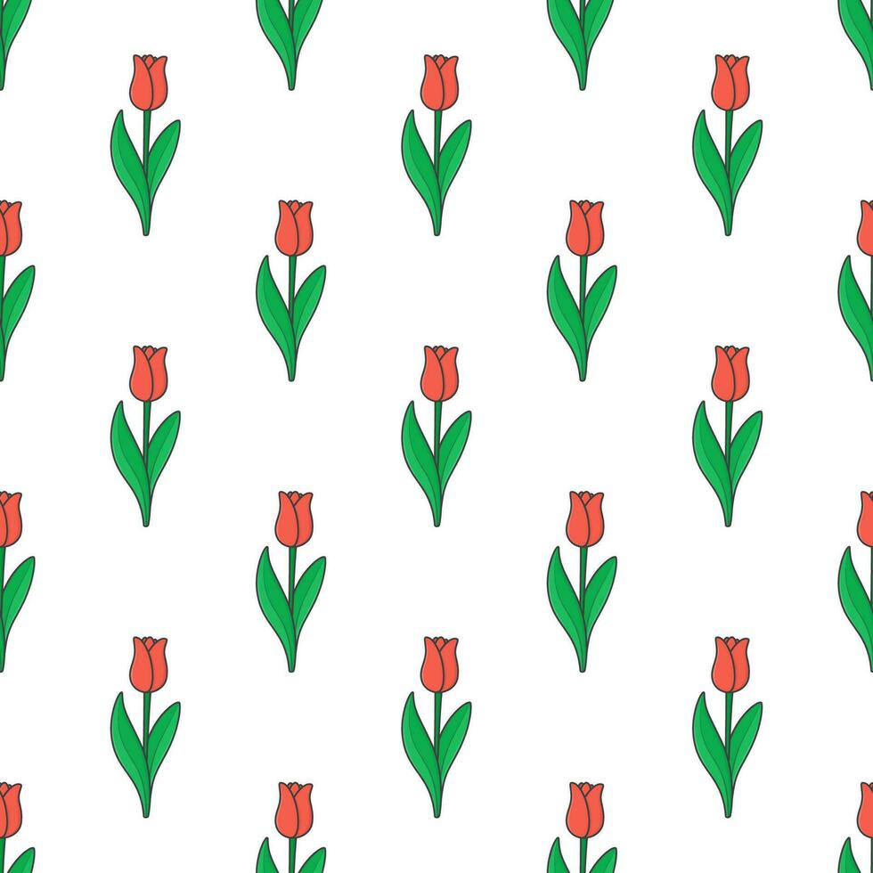 tulipes sans couture modèle sur une blanc Contexte. fleurs thème vecteur illustration