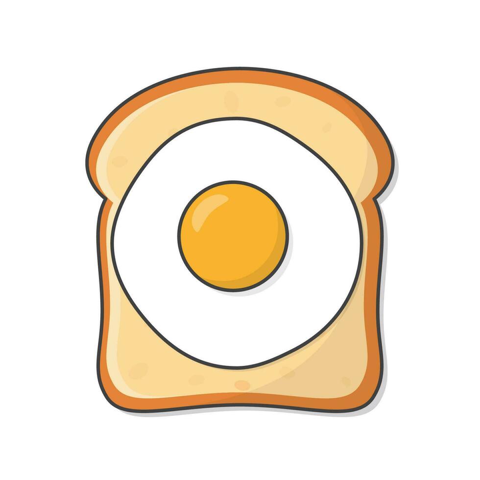 pain grillé pain tranche avec frit Oeuf vecteur icône illustration. sandwich plat icône