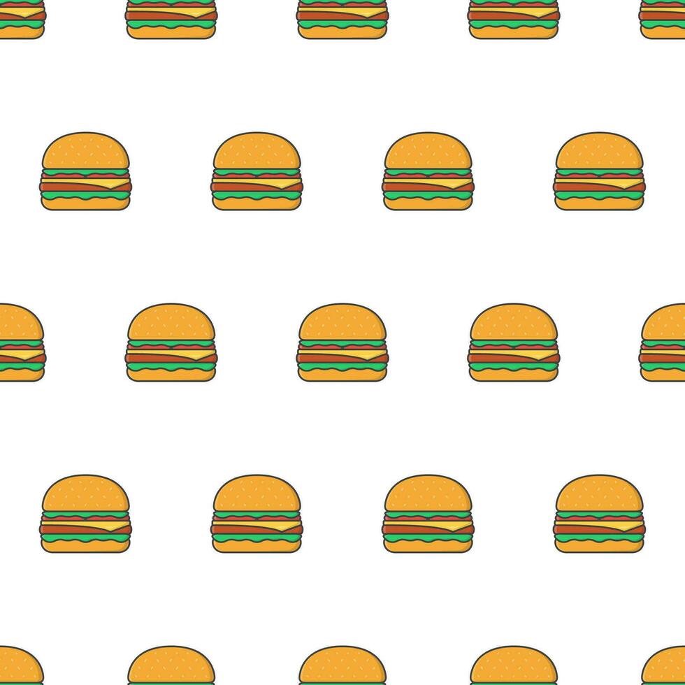 Burger sans couture modèle sur une blanc Contexte. délicieux Burger thème vecteur illustration