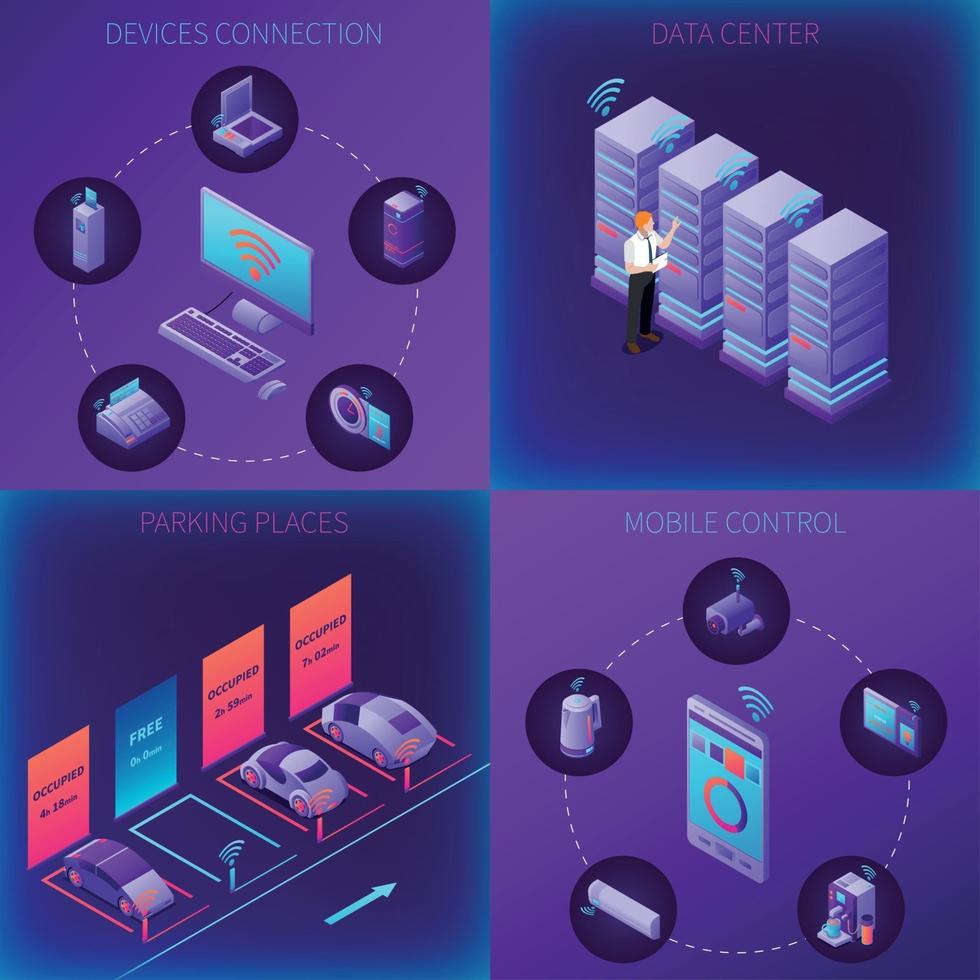 iot business office concept isométrique vector illustration