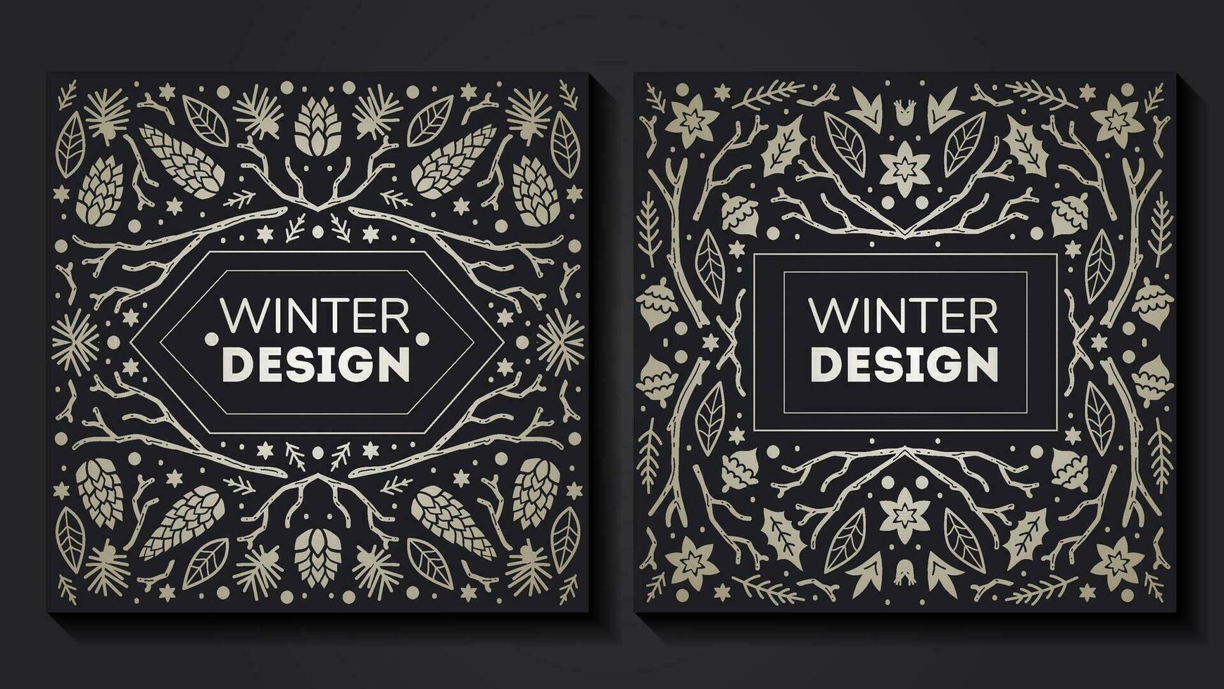 luxe Noël cadre, abstrait esquisser hiver conception modèles pour paquet vecteur