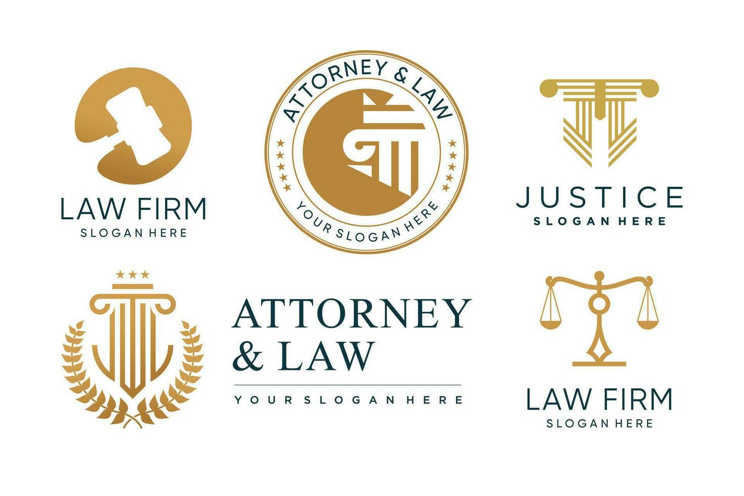 collection de logos de droit avec vecteur premium de concept d'élément créatif