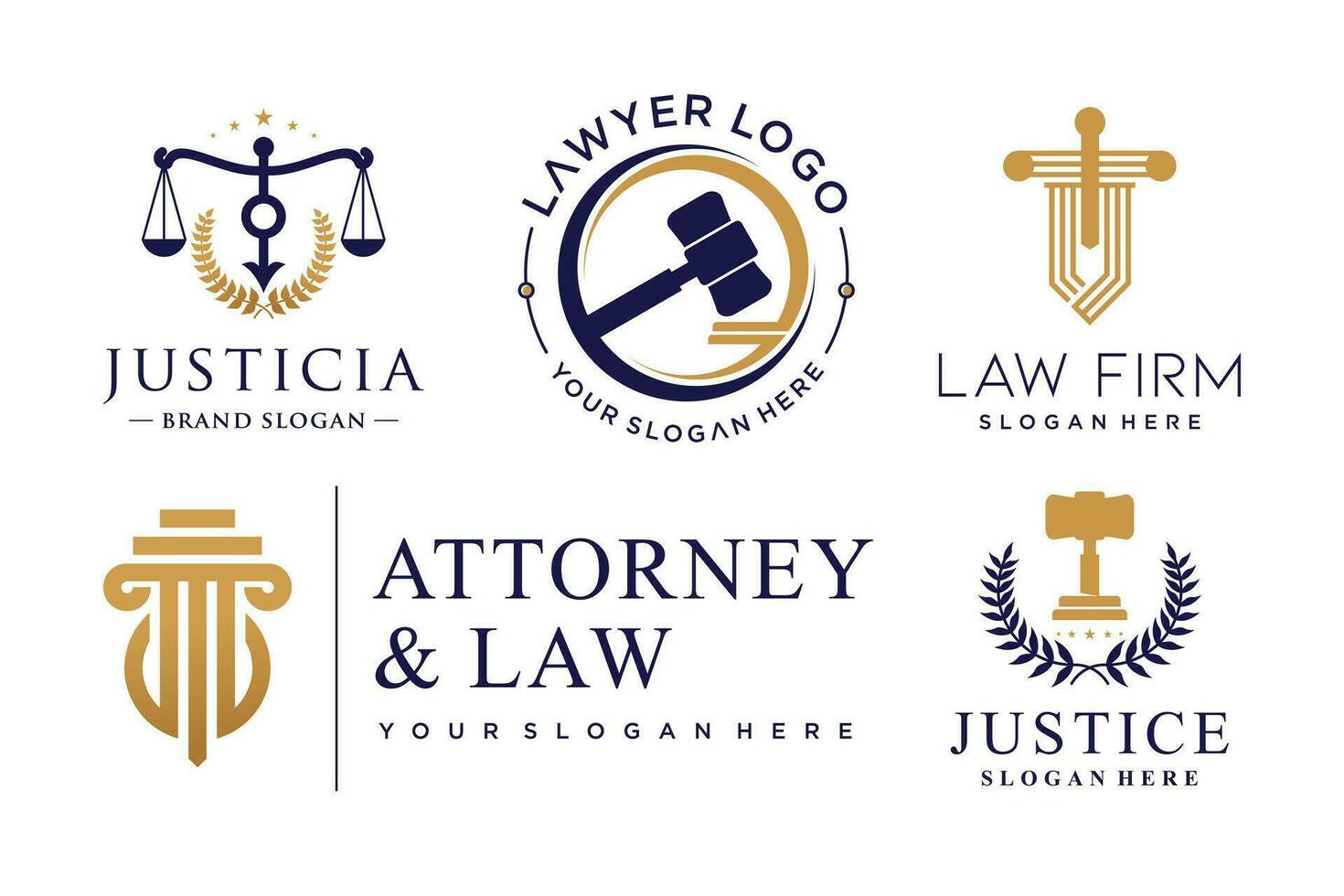 collection de logos de droit avec vecteur premium de concept d'élément créatif