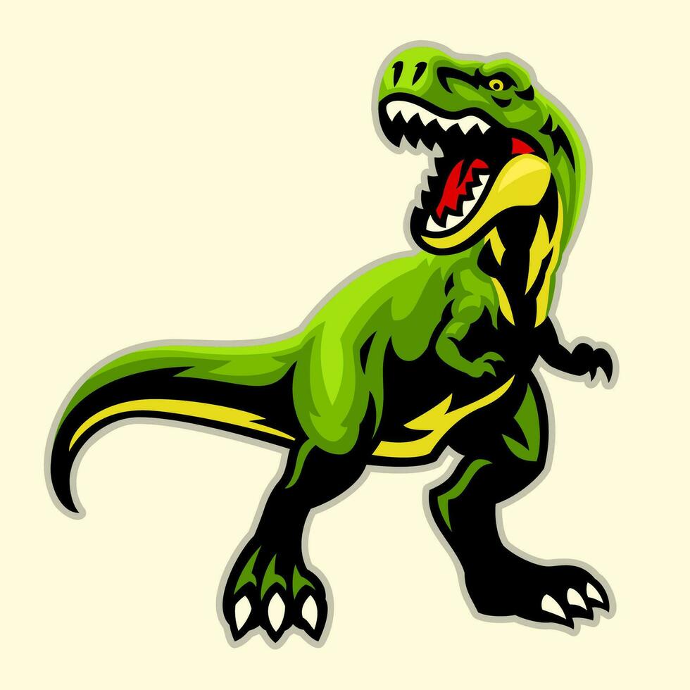 dessin animé rugissement t-rex dinosaure mascotte vecteur