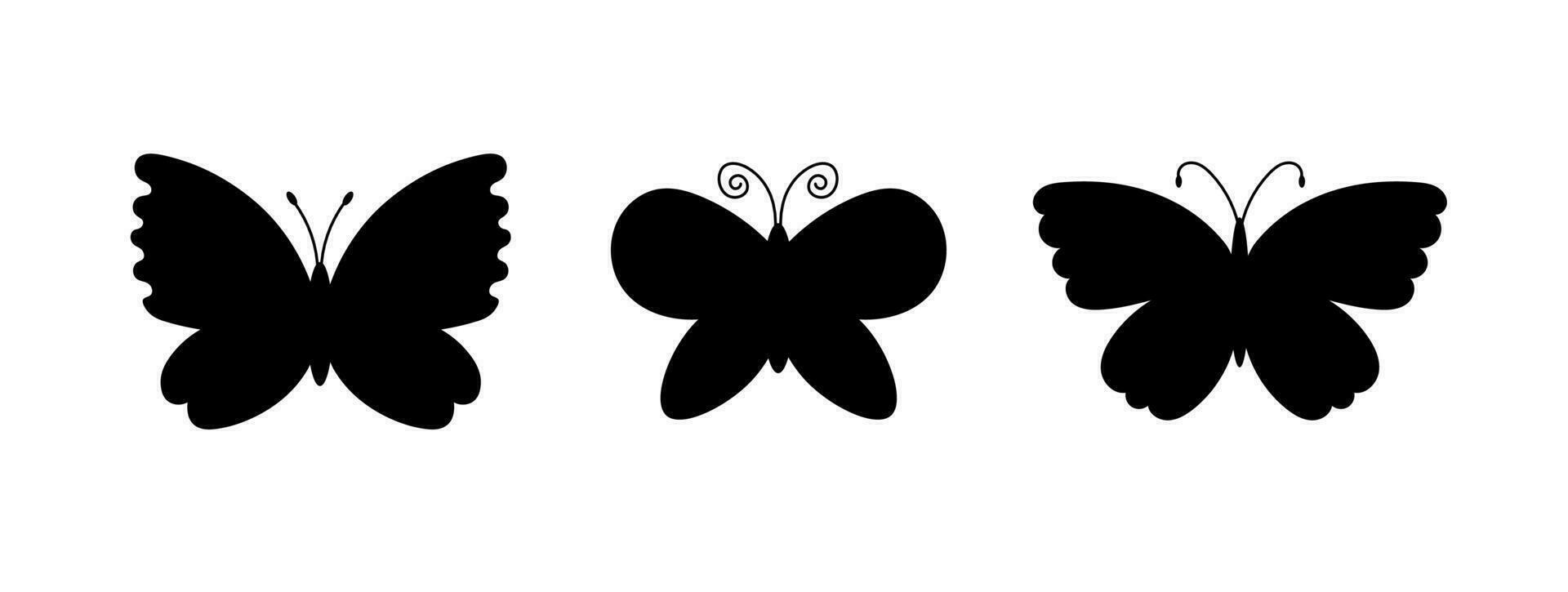 papillon noir silhouette vecteur ensemble