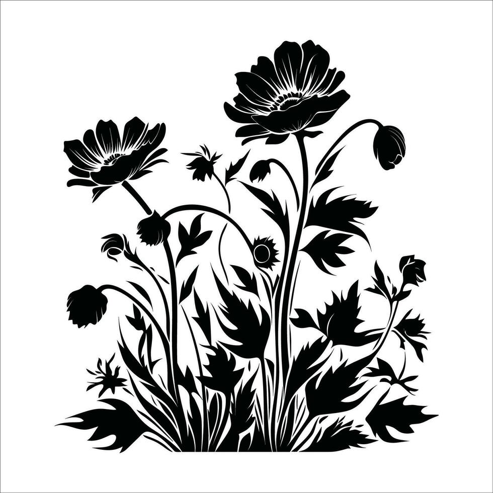 floral fleur vecteur ligne art illustration, floral fleur vecteur silhouette, fleur vecteur. floral modèle gratuit vecteur