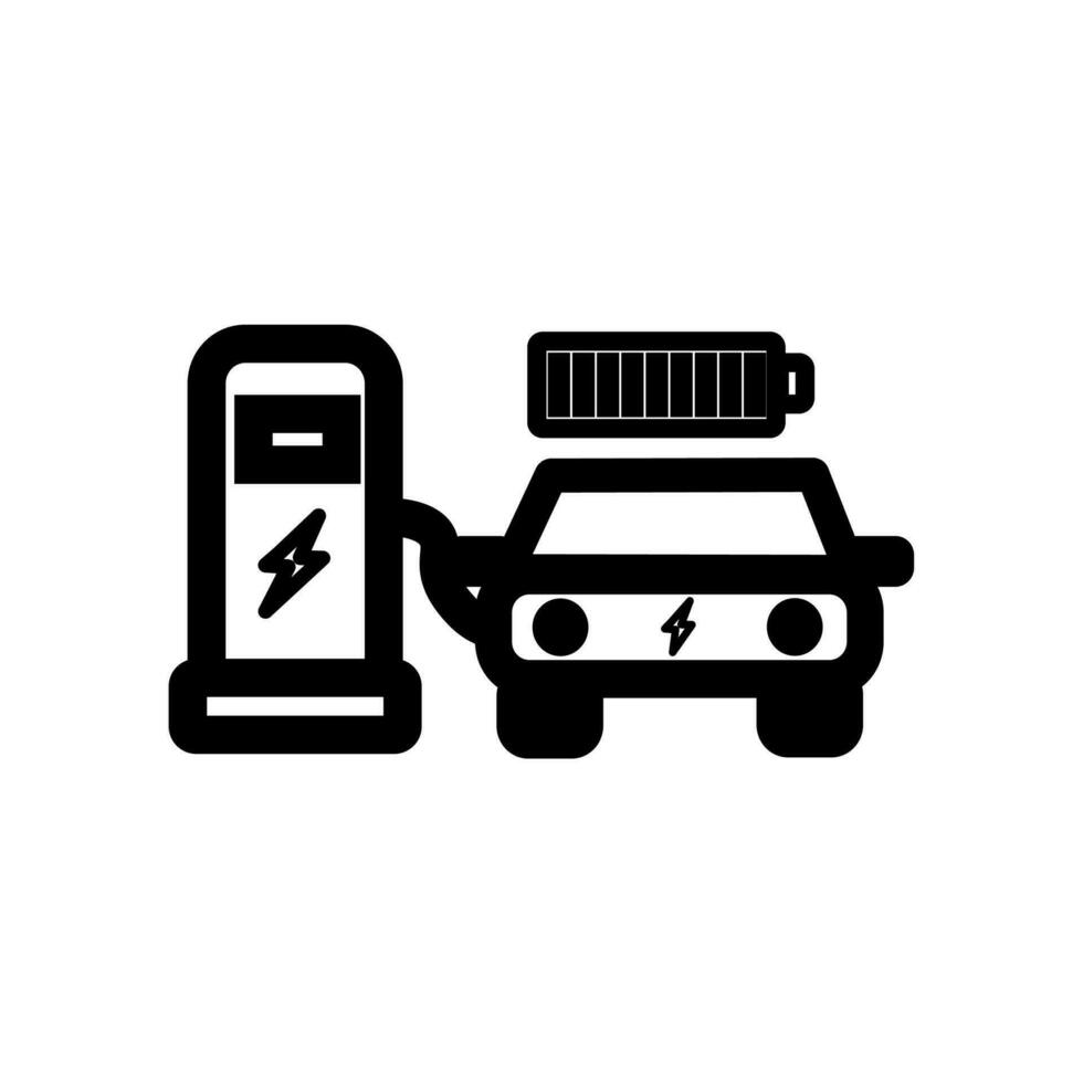 électrique voiture mise en charge icône sur une blanc Contexte vecteur