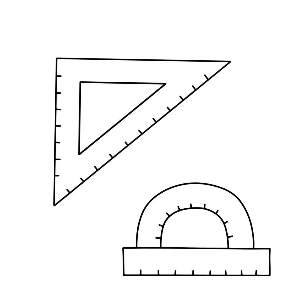 ensemble de règles icône isolé sur blanche. main tiré griffonnage Facile école Provisions vecteur