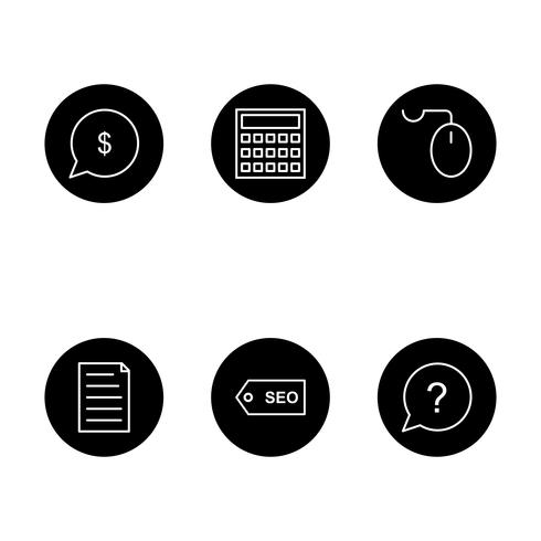 Ensemble d&#39;icônes d&#39;optimisation de moteur de recherche vecteur référencement