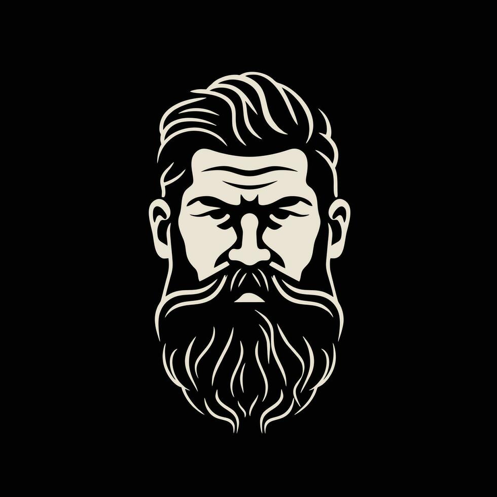 élégant coiffeur magasin logo avec une fringant homme avec une barbe et moustache. vecteur