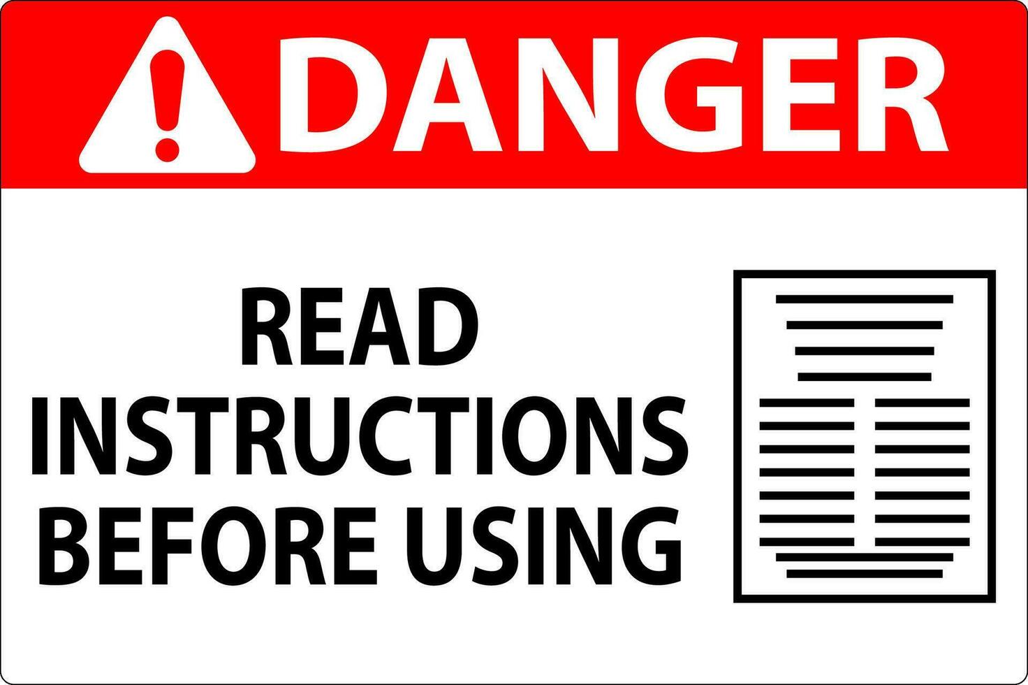 danger machine signe lis instructions avant en utilisant vecteur