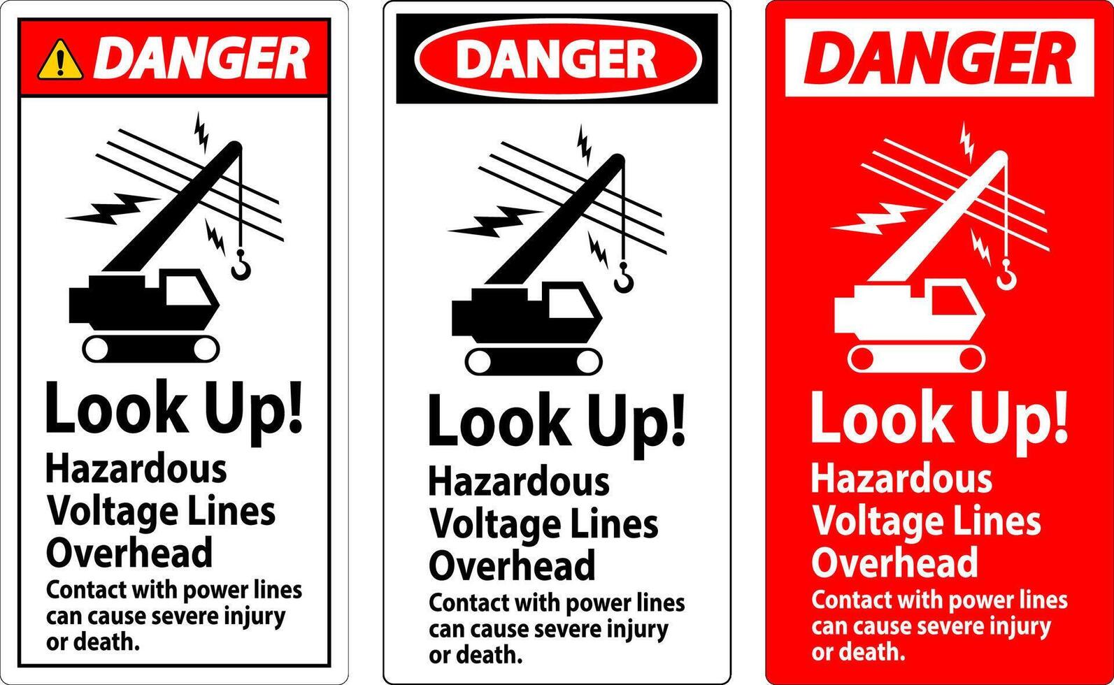 danger signe Regardez en haut dangereux Tension lignes aérien vecteur