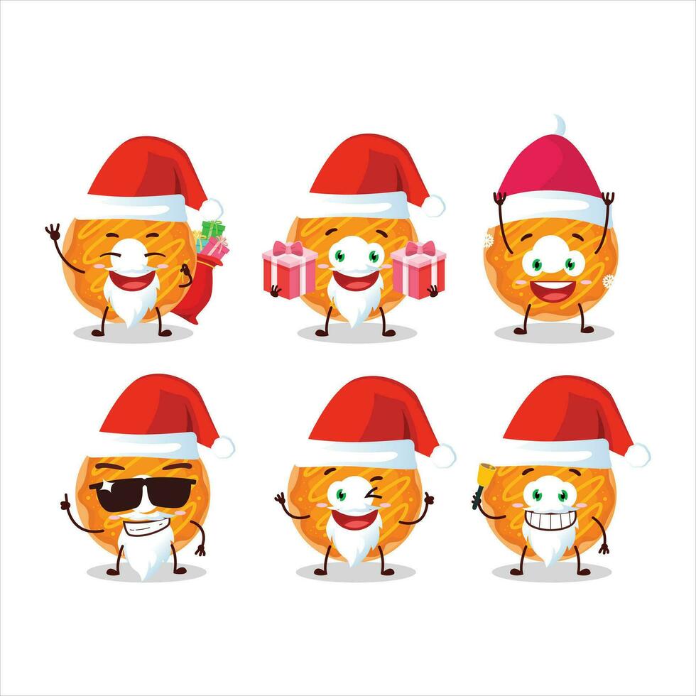Père Noël claus émoticônes avec Orange crème Donut dessin animé personnage vecteur
