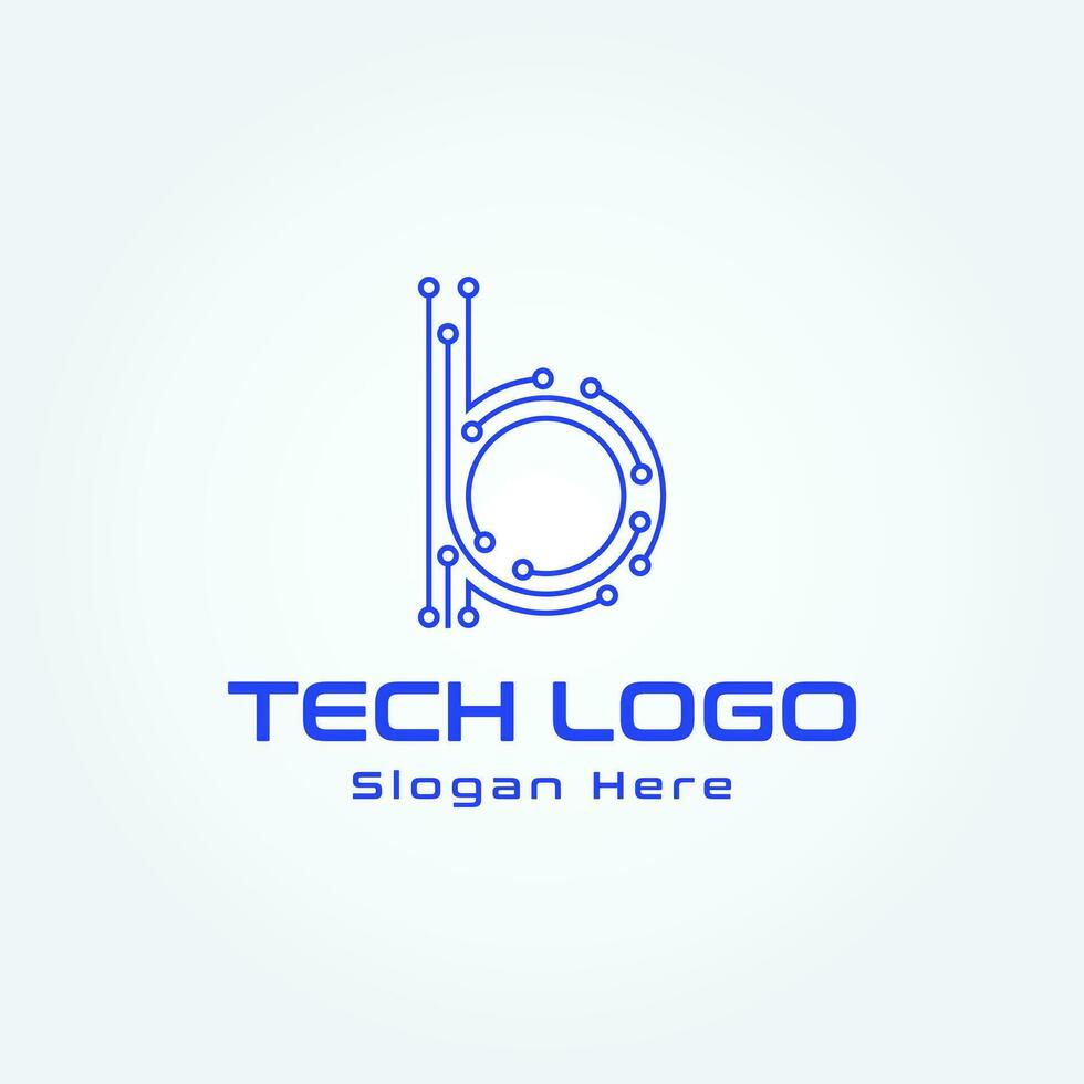 lettre b La technologie ligne point lien logo conception vecteur