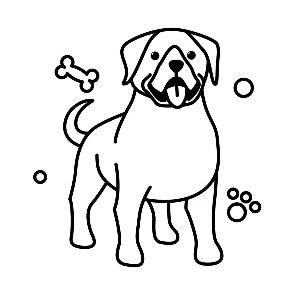 icône d'illustration vectorielle de dessin animé mignon d'un gros chien. c'est le style de contour. vecteur