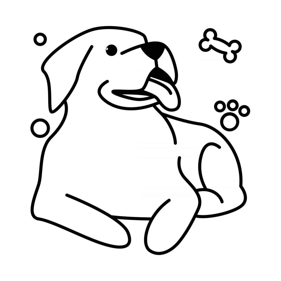 icône d'illustration vectorielle de dessin animé mignon d'un gros chien. c'est le style de contour. vecteur