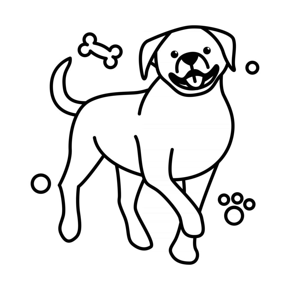 icône d'illustration vectorielle de dessin animé mignon d'un gros chien. c'est le style de contour. vecteur