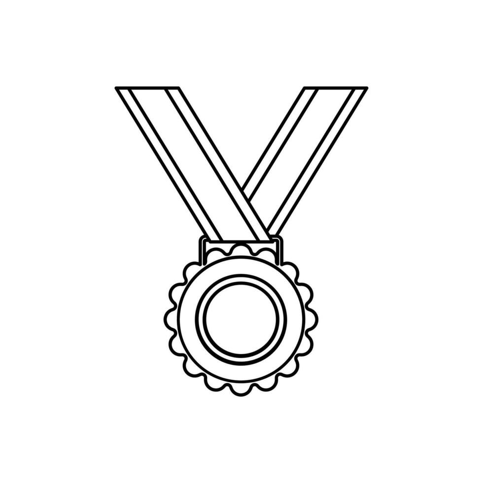 médaille ligne vecteur icône , gagnant icône , contour médaille