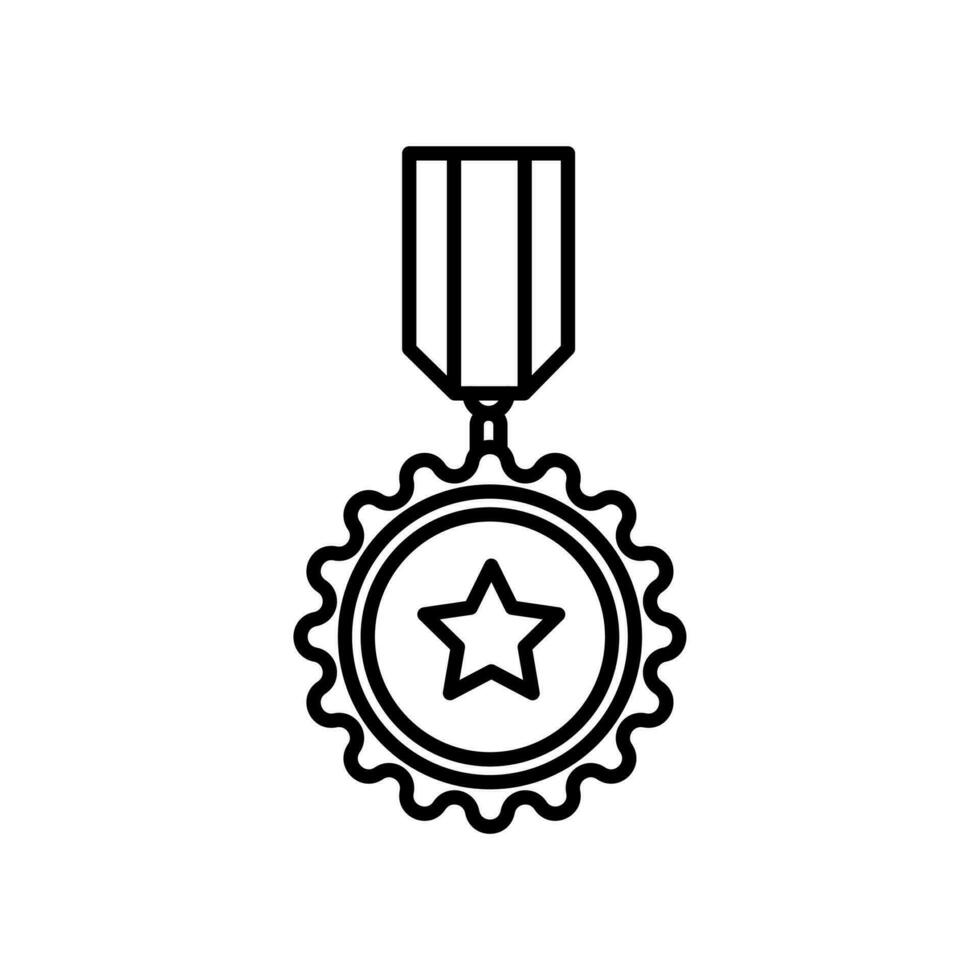 médaille ligne vecteur icône , gagnant icône , contour médaille