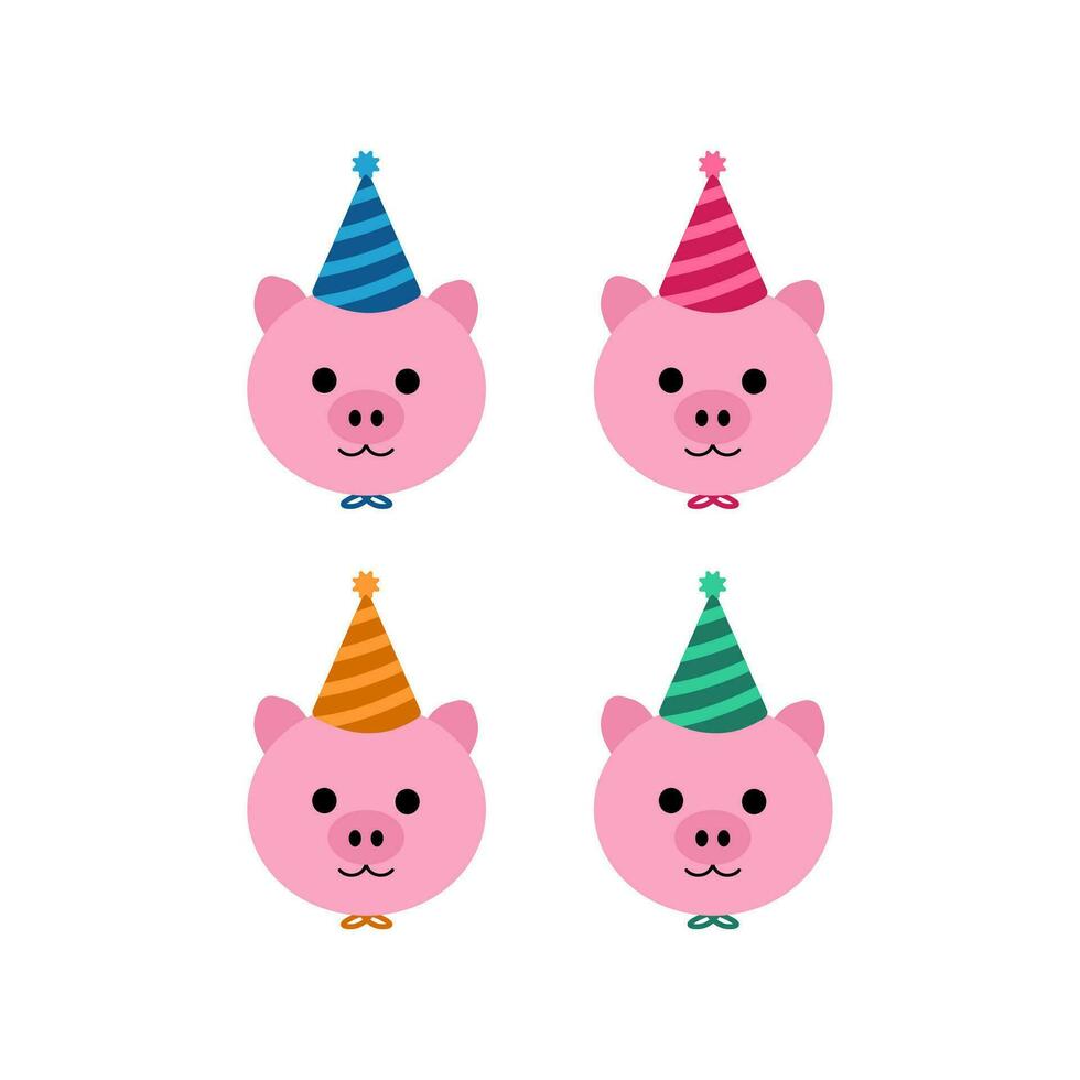 mignonne porc anniversaire fête illustration gratuit vecteur