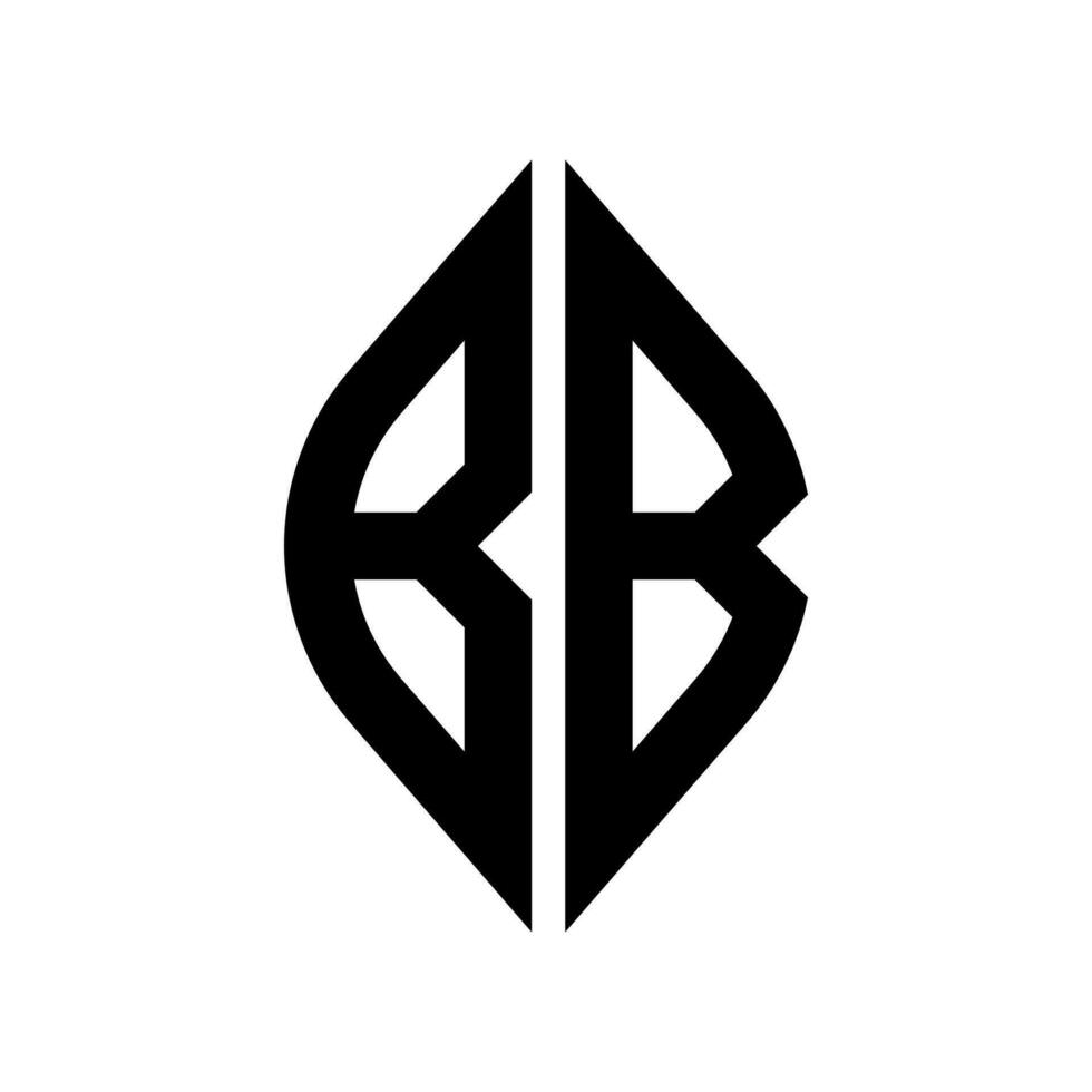 logo b courbe rhombe élargi monogramme 2 des lettres alphabet Police de caractère logo logotype broderie vecteur