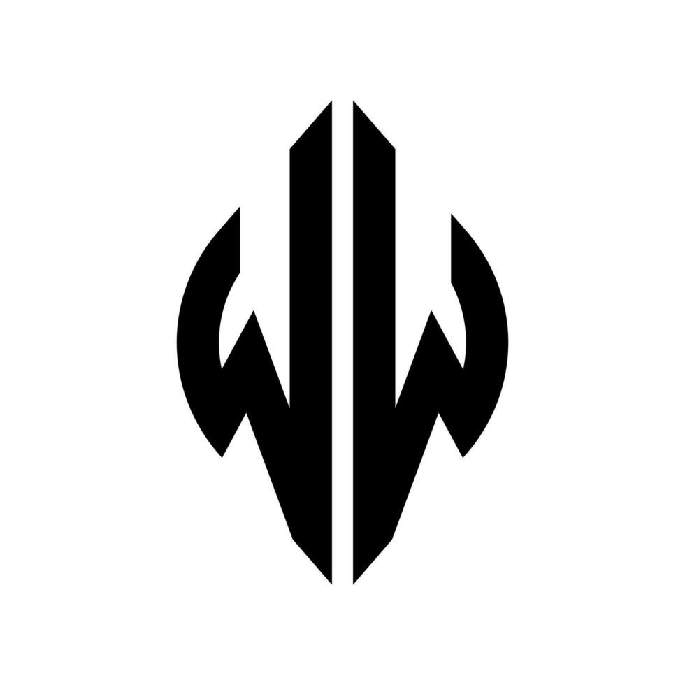logo w courbe rhombe élargi monogramme 2 des lettres alphabet Police de caractère logo logotype broderie vecteur