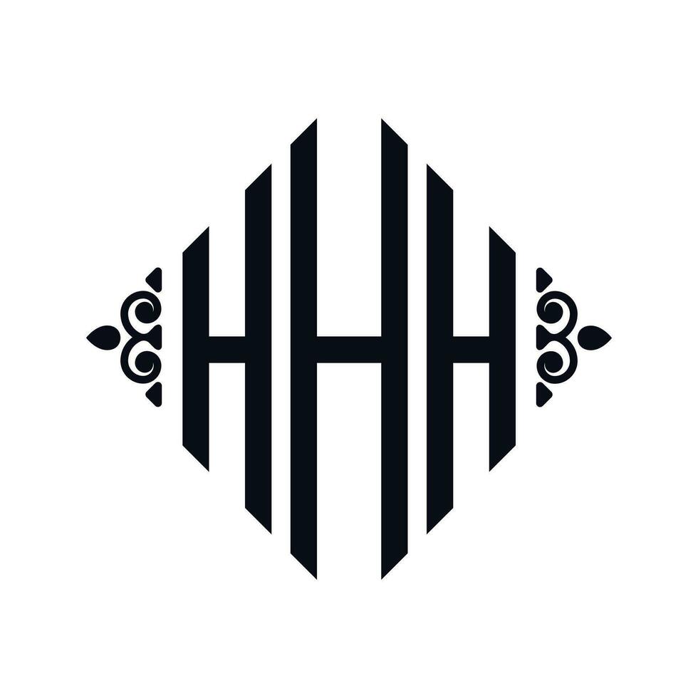 logo h. rhombe monogramme 3 des lettres alphabet Police de caractère logo logotype broderie vecteur