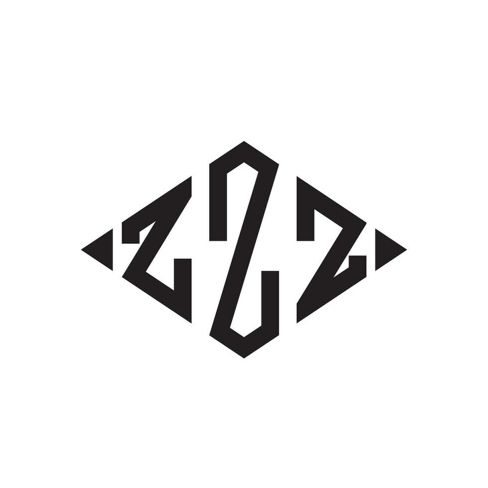 logo z rhombe élargi monogramme 3 des lettres alphabet Police de caractère logo logotype broderie vecteur