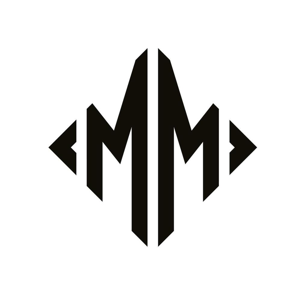 logo M. rhombe monogramme 2 des lettres alphabet Police de caractère logo logotype broderie vecteur
