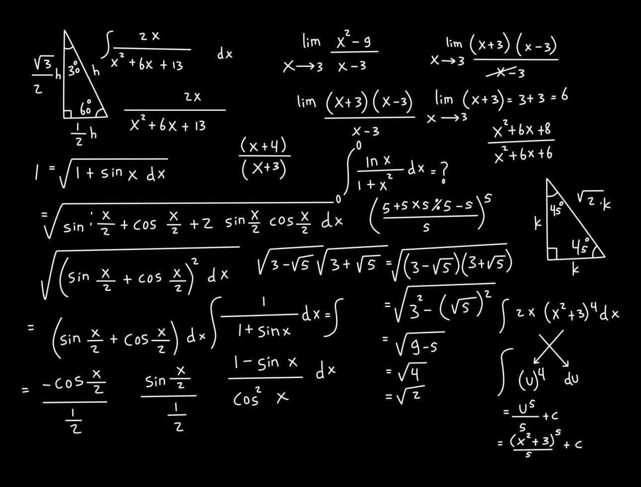 illustration de fond de tableau mathématique réaliste vecteur