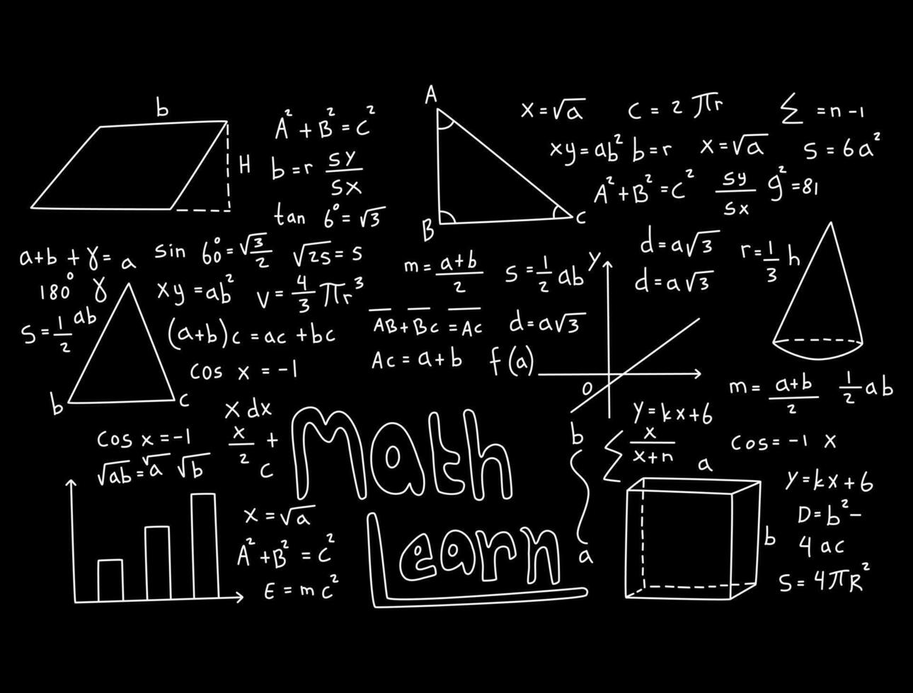 illustration de fond de tableau mathématique réaliste vecteur