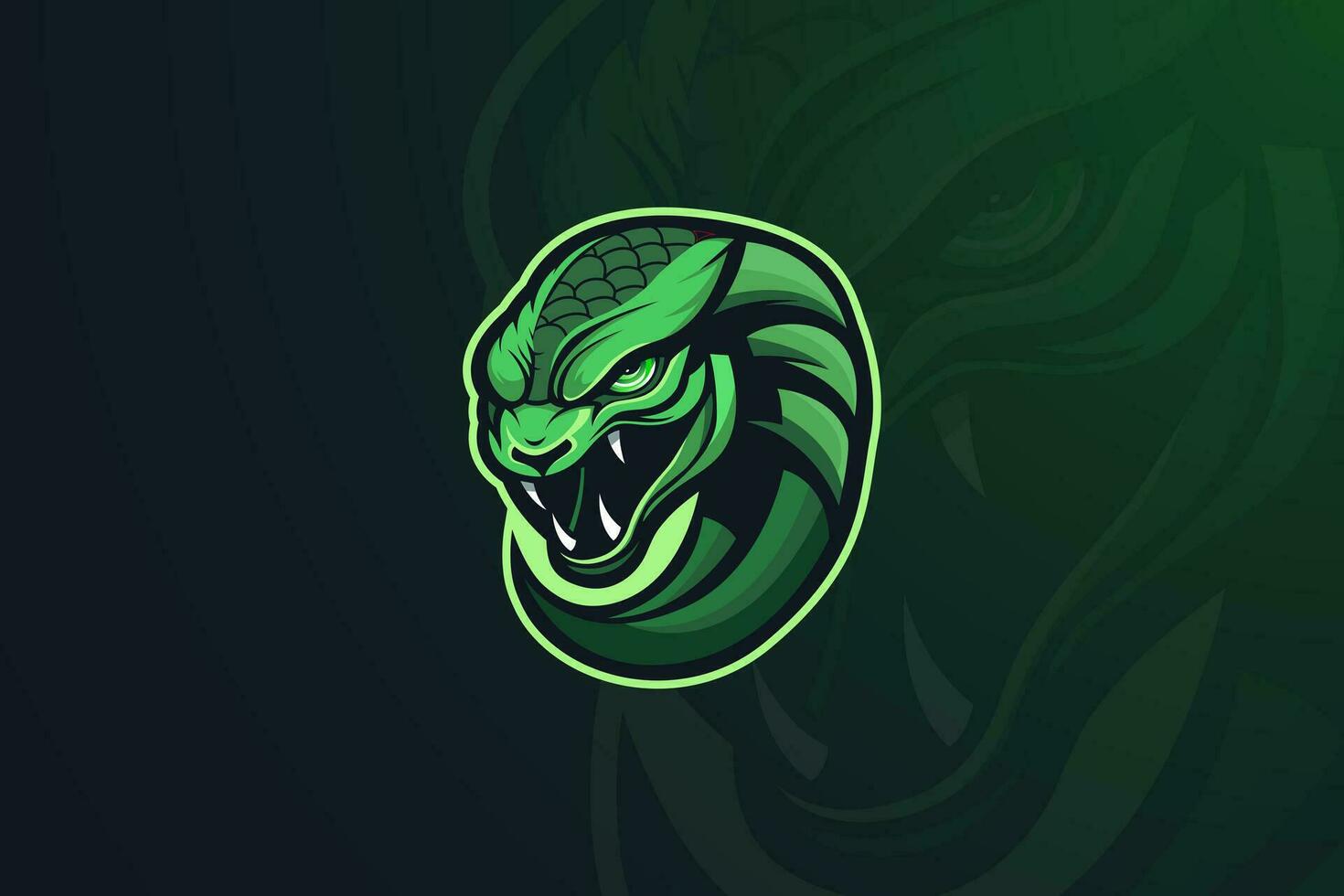 vert vipère serpent tête logo jeu mascotte avec menaçant expression vecteur
