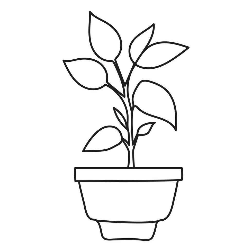 continu ligne dessin de plante d'appartement dans une pot vecteur