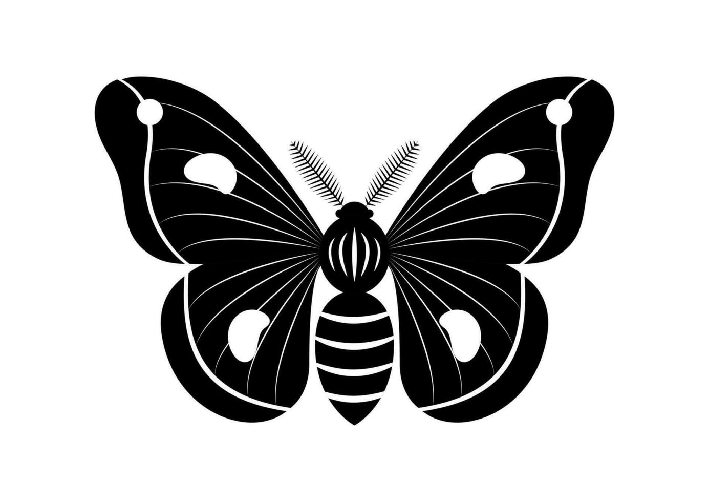 noir et blanc papillon de nuit insecte clipart vecteur isolé sur blanc Contexte