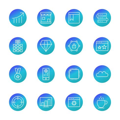 Ensemble d&#39;icônes d&#39;optimisation de moteur de recherche vecteur référencement