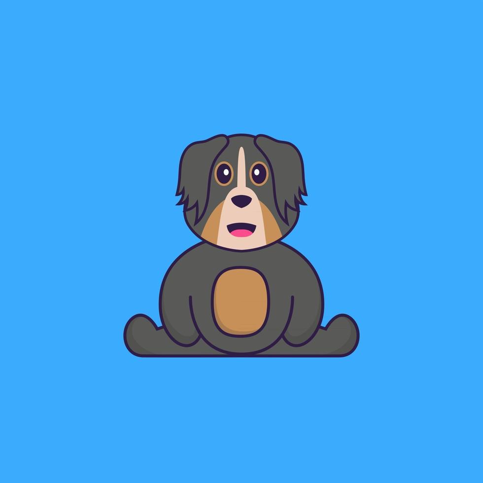 chien mignon est assis. concept de dessin animé animal isolé. peut être utilisé pour un t-shirt, une carte de voeux, une carte d'invitation ou une mascotte. style cartoon plat vecteur