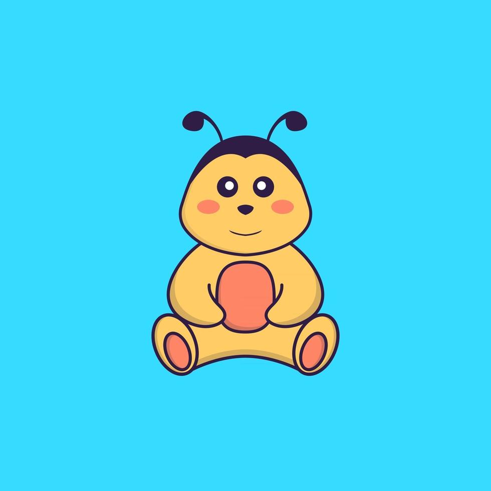 l'abeille mignonne est assise. concept de dessin animé animal isolé. peut être utilisé pour un t-shirt, une carte de voeux, une carte d'invitation ou une mascotte. style cartoon plat vecteur