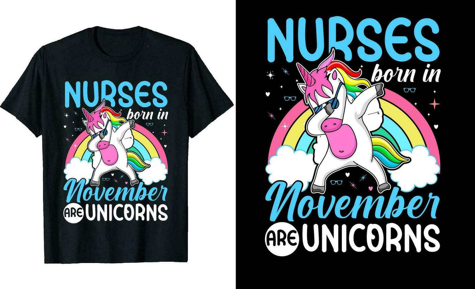 infirmières née dans novembre sont licornes ou anniversaire t chemise conception ou licornes t chemise conception ou affiche conception ou infirmières t chemise conception ou Licorne vecteur