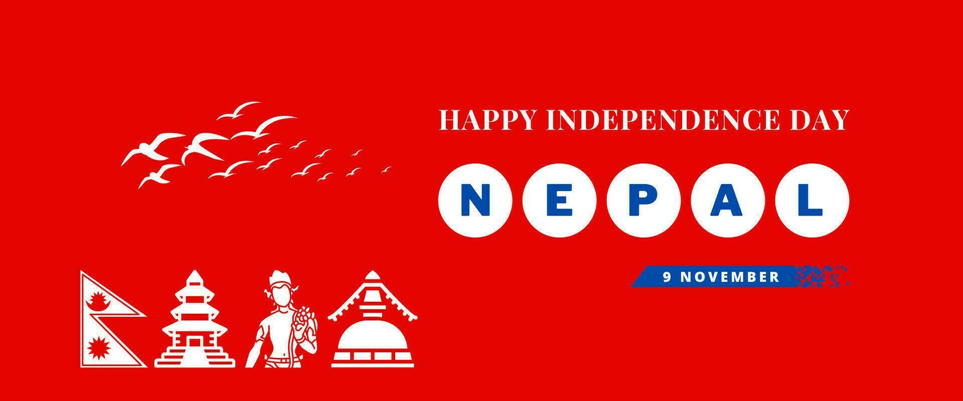 Népal nationale journée bannière pour indépendance journée anniversaire. drapeau de Népal et moderne géométrique rétro abstrait conception. vecteur