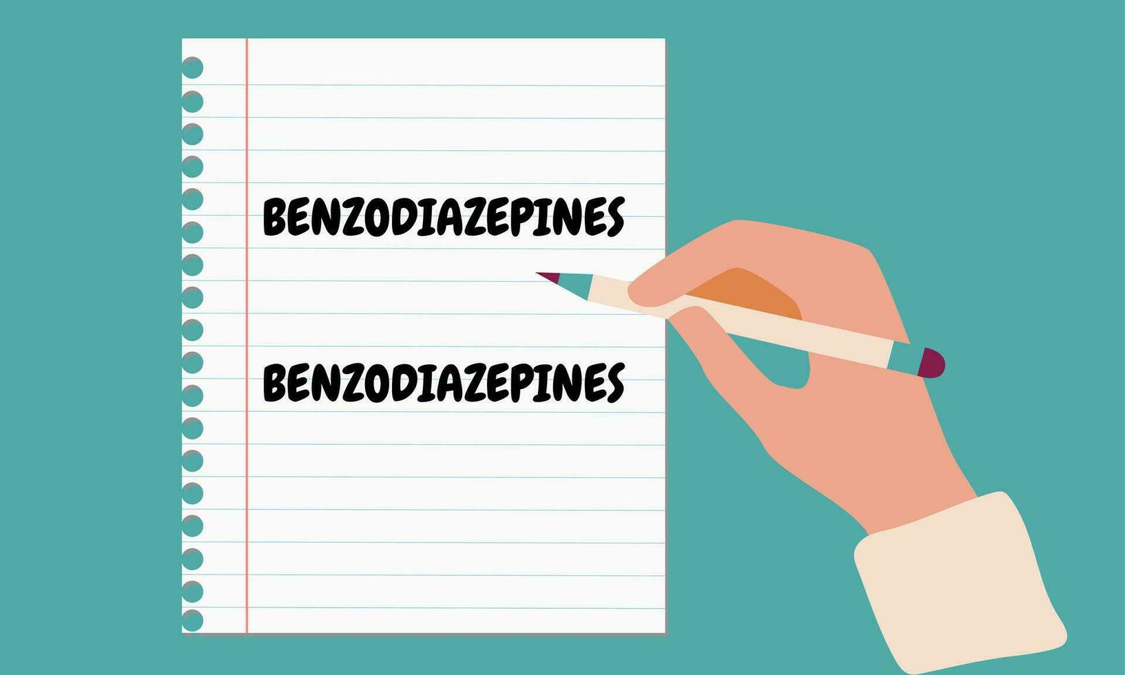 les benzodiazépines. benzodiazépines pilules dans rx ordonnance drogue bouteille vecteur illustration