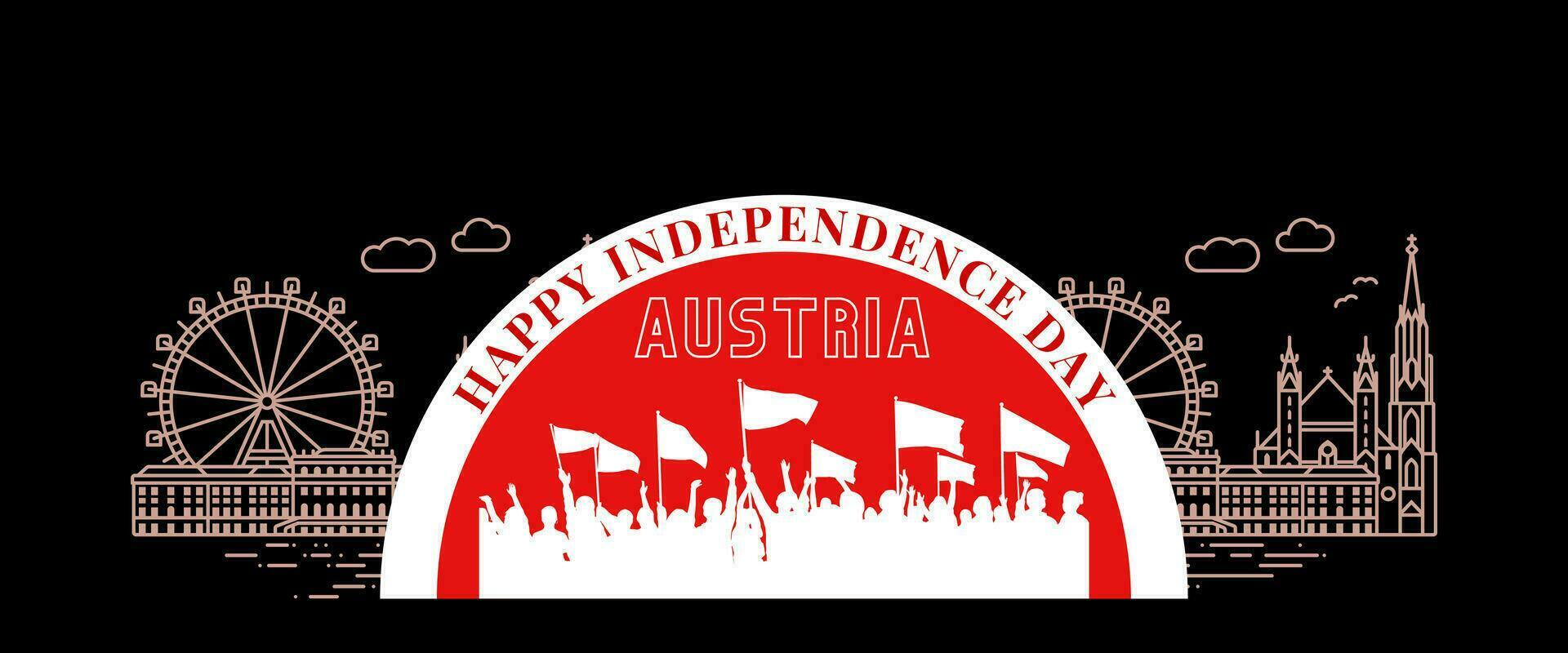 L'Autriche nationale journée bannière pour indépendance journée anniversaire. drapeau de L'Autriche et moderne géométrique rétro abstrait conception. rouge et blanc concept. vecteur