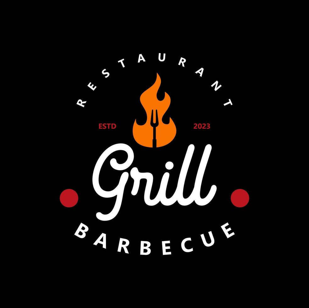 gril barbecue logo ancien. rétro grillé barbecue nourriture vecteur illustration